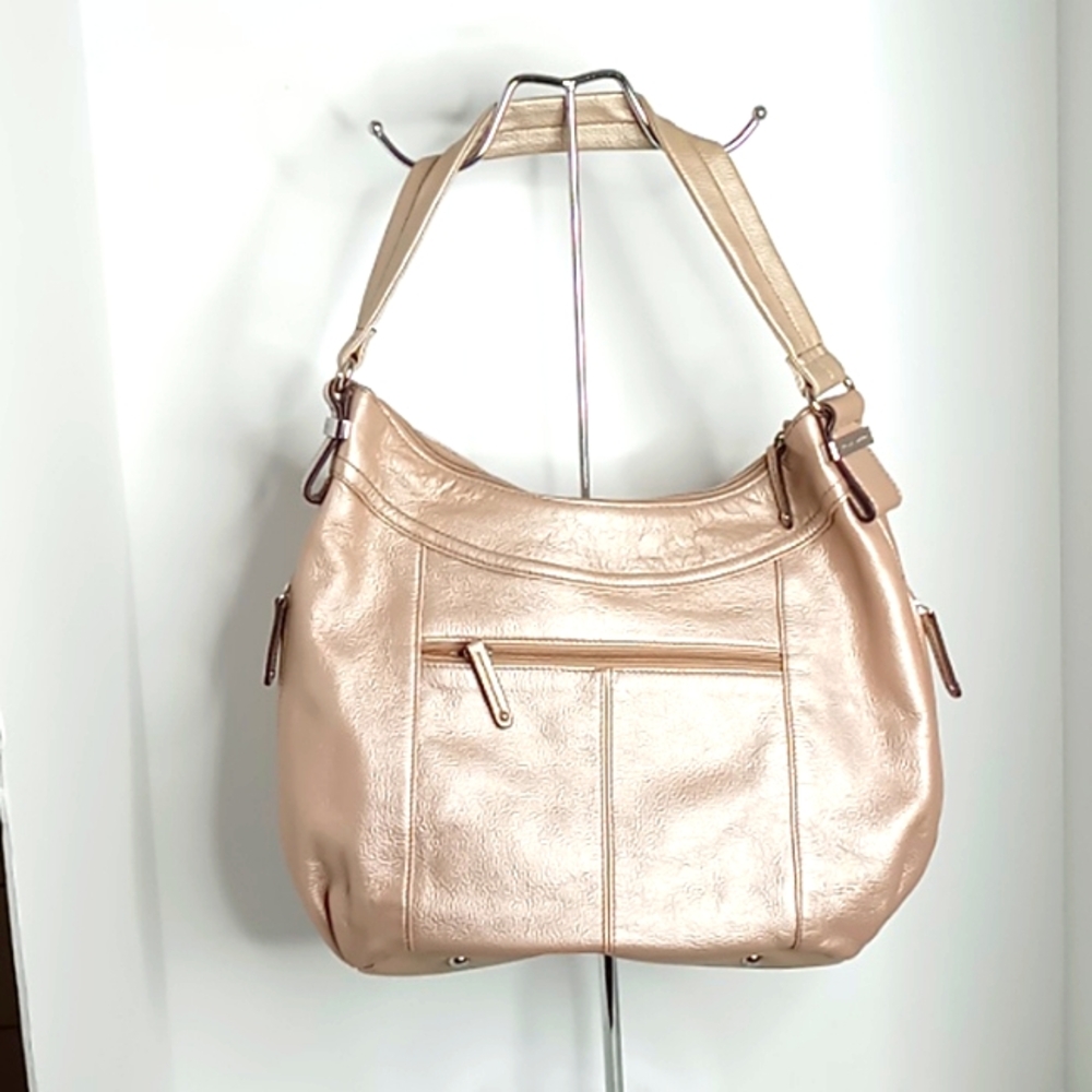 Tignanello Pebble Leather Hobo Tote/Shoulder Bag - Pale Gold